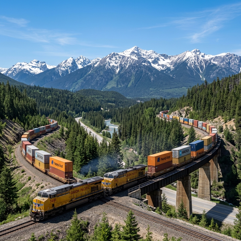 Freight train carrying containers