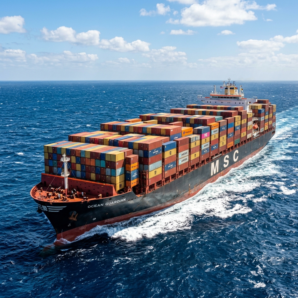 Cargo container ship at port